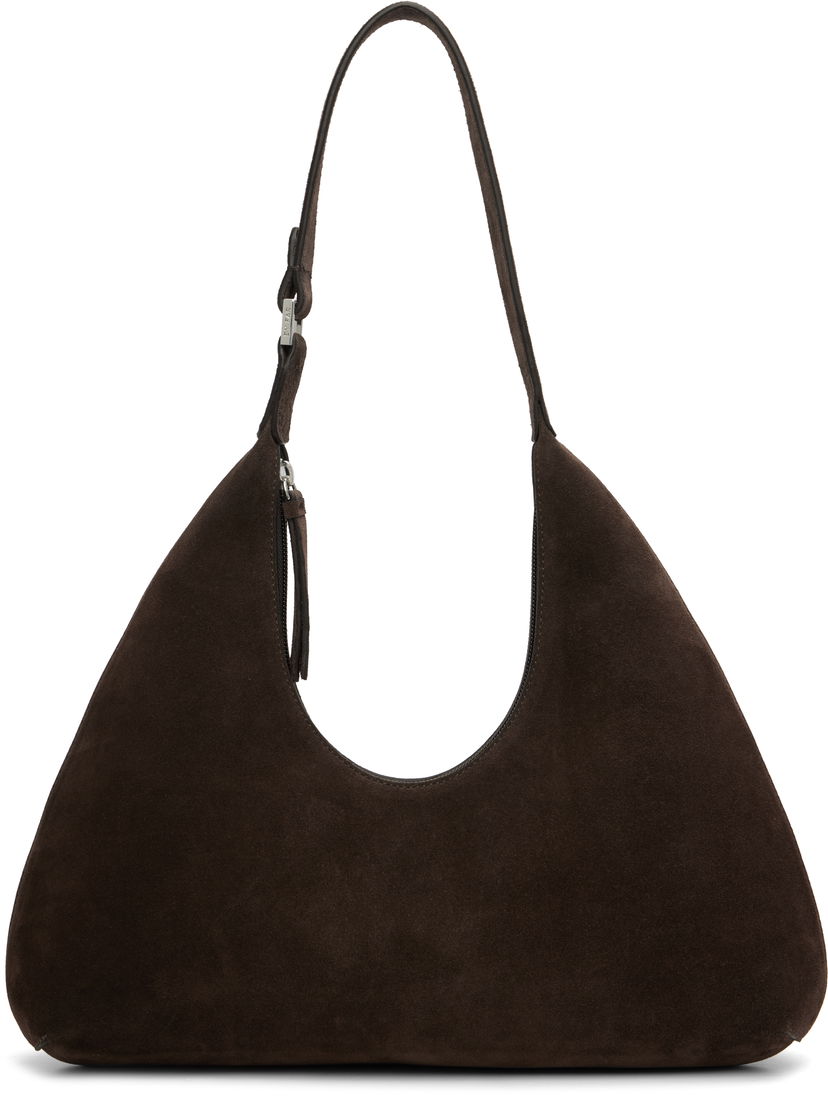 Axelväska BY FAR BY FAR Amber Suede Shoulder Bag Brun | MWBSB001KL009BR054PL