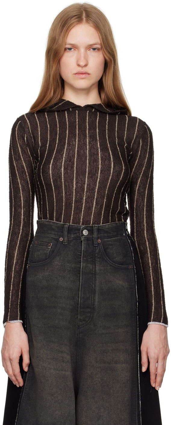Sweatshirt Maison Margiela Pinstripes Underpinning Hoodie Brun | S62HA0090 M13077