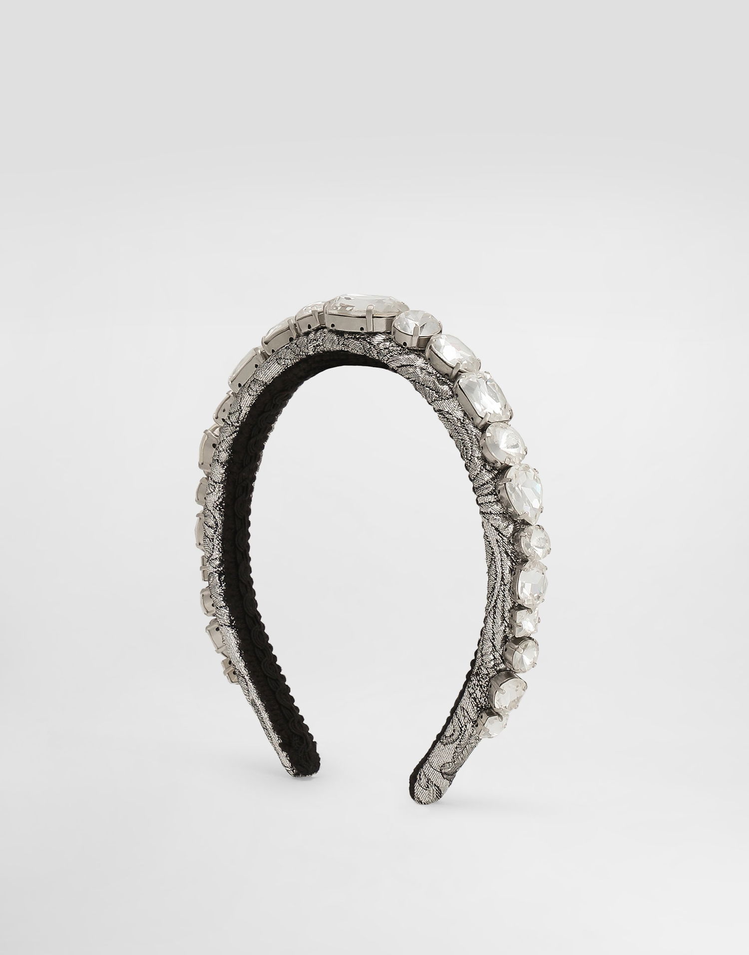 Tillbehör Dolce & Gabbana Floral Jacquard Headband with Crystals and Embroidery Metallisk | FY366ZGDDDMS8400, 1