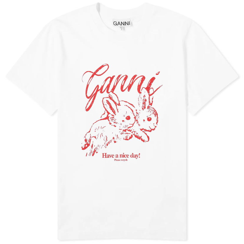 T-shirt GANNI GANNI Bunnies Relaxed T-Shirt Vit | T3994-151