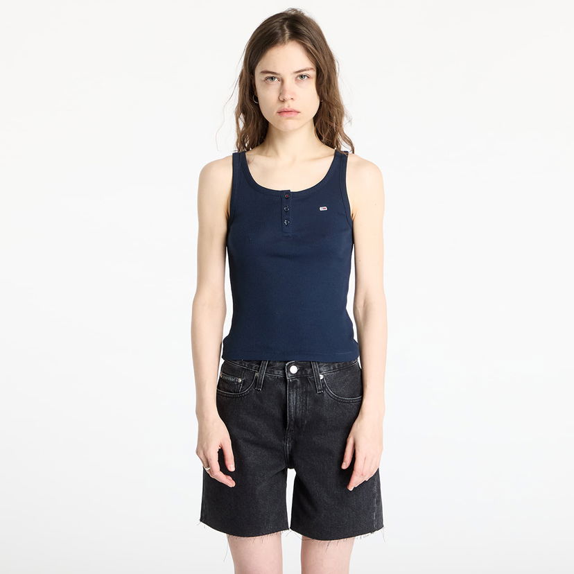 Linne Tommy Hilfiger Tommy Jeans Slim Fit Button Tank Top Mörkblå | DW0DW19492 C1G