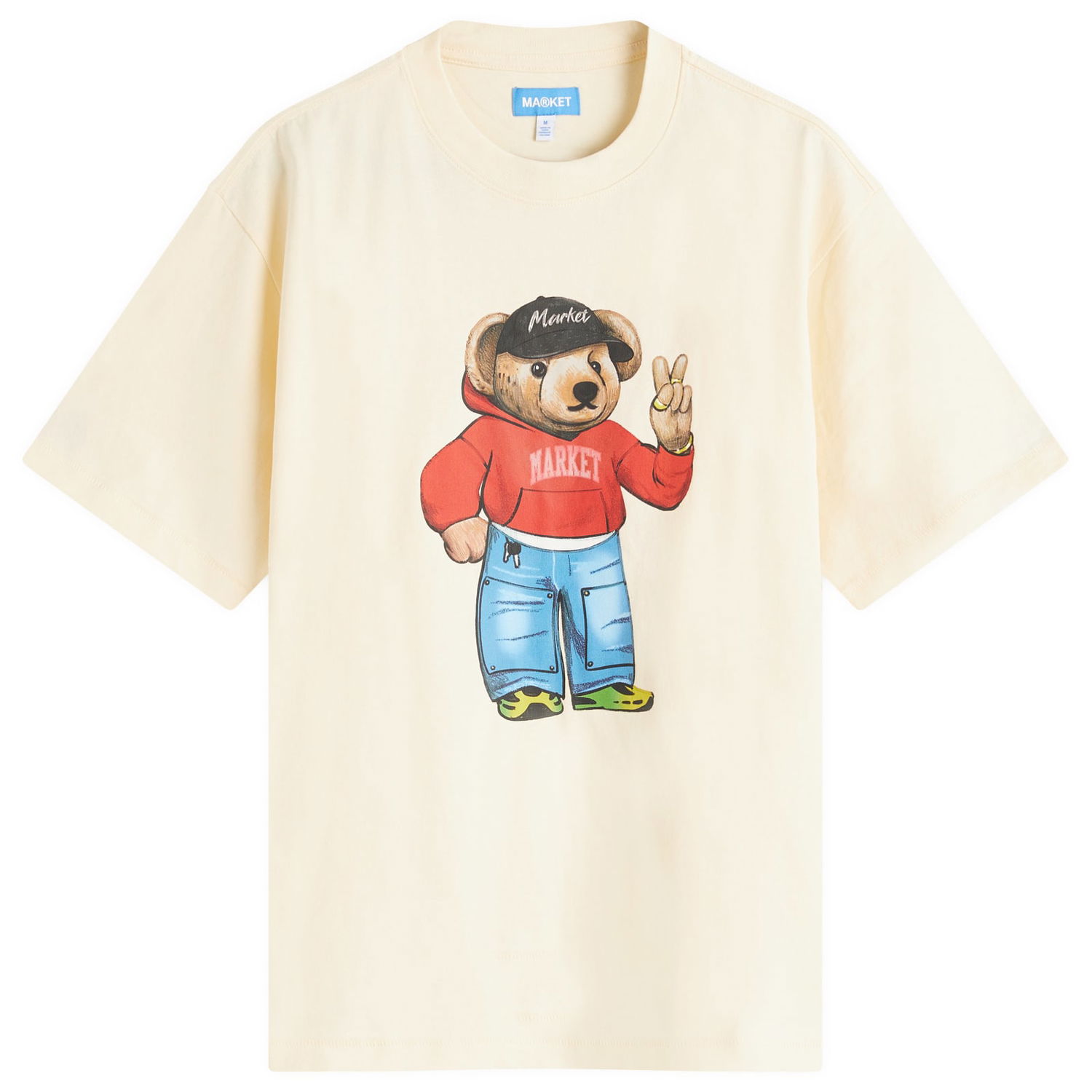 T-shirt MARKET MARKET Fit Check Bear T-Shirt Beige | 399002171-CRE, 0