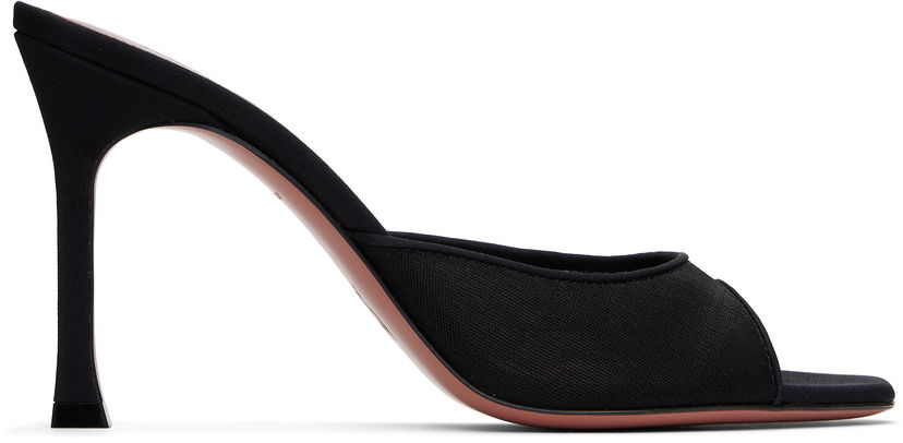 Tillbehör Amina Muaddi Amina Muaddi Alexa Mesh Slipper 95 Heeled Sandals Svart | ALEXA MESH SLIPPER