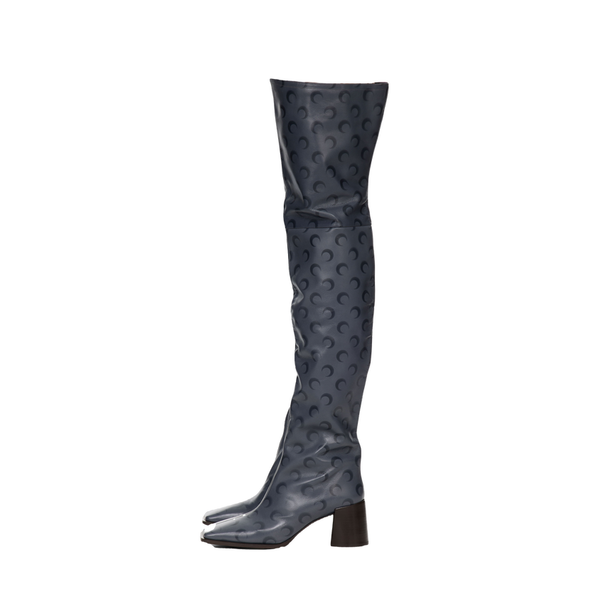 Sneakers och skor Marine Serre Airbrushed Leather Block High Boots Blå | WFW039A