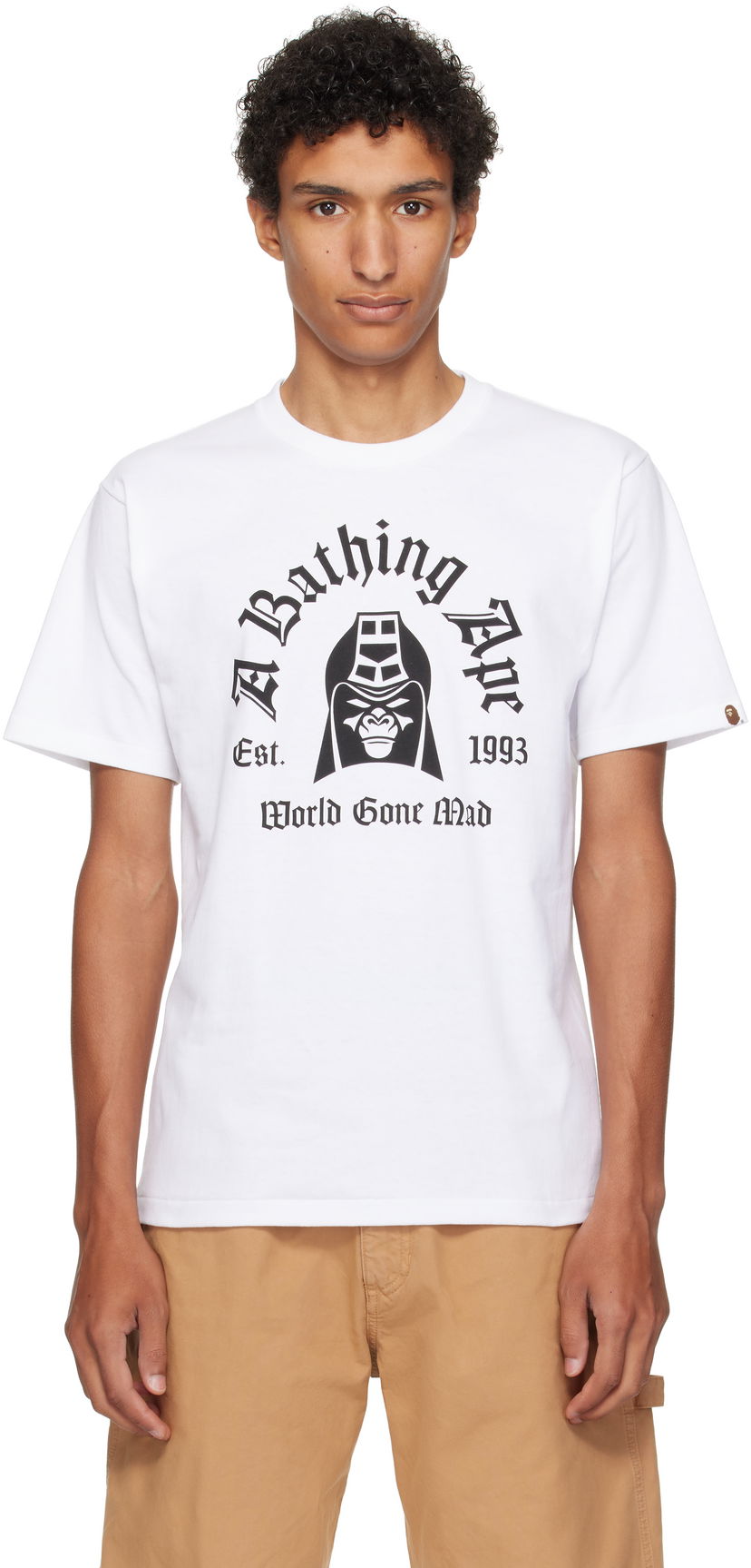 T-shirt BAPE Printed Mad General College T-Shirt Vit | 001TEL301059M