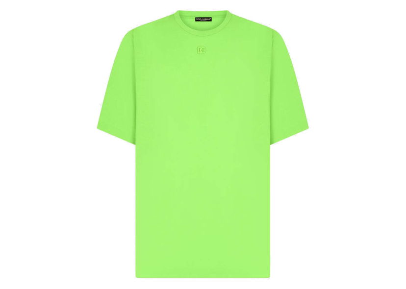 Jersey Dolce & Gabbana Technical Jersey Metallic DG Logo T-shirt Green Grön | G8NV9ZHU7LCV3836