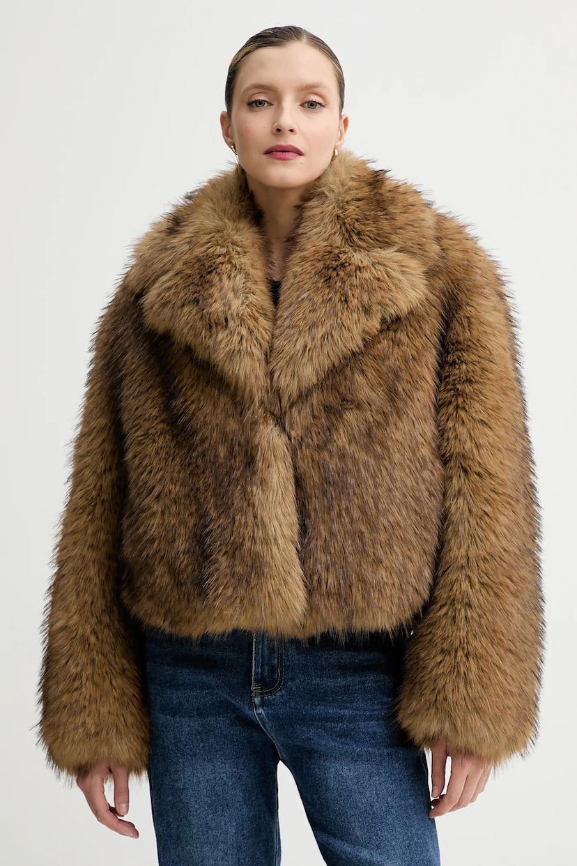 Rockar STAND STUDIO Cropped Faux Fur Coat Samara Brun | 61701.9405