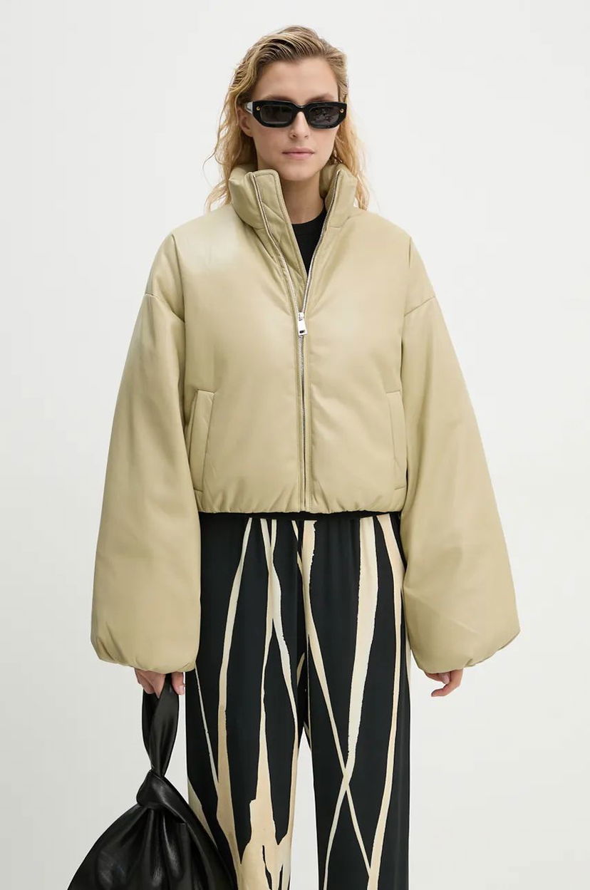 Bomberjacka Nanushka Oversized Cropped Puffer Jacket Beige | NW24PFSG11062