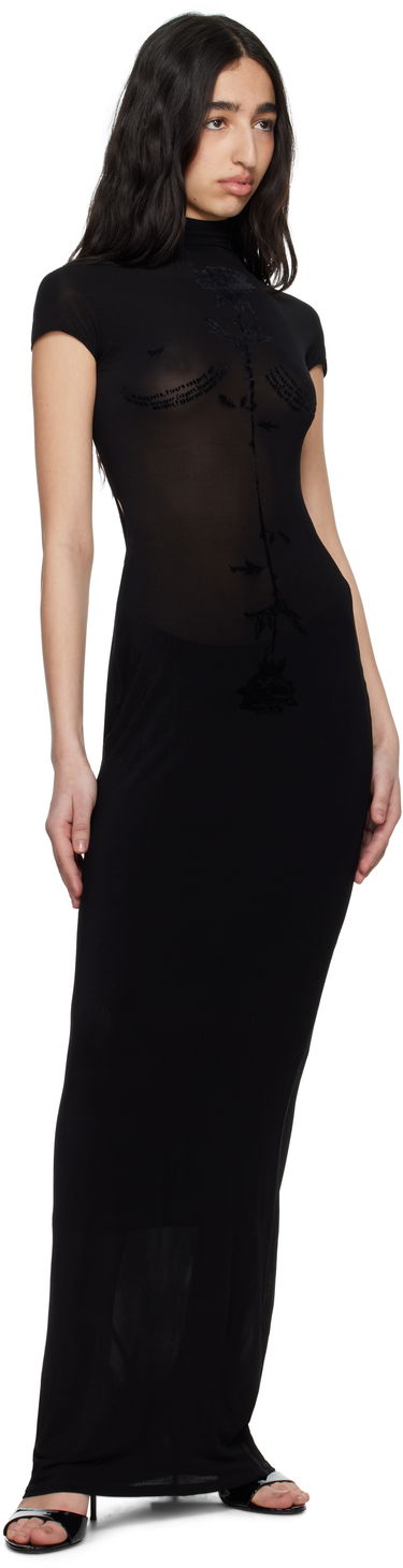 Klä Jean Paul Gaultier Jean Paul Gaultier Viscose Jersey Maxi Dress Svart | 25/34-F-RO389I-J082-00, 3