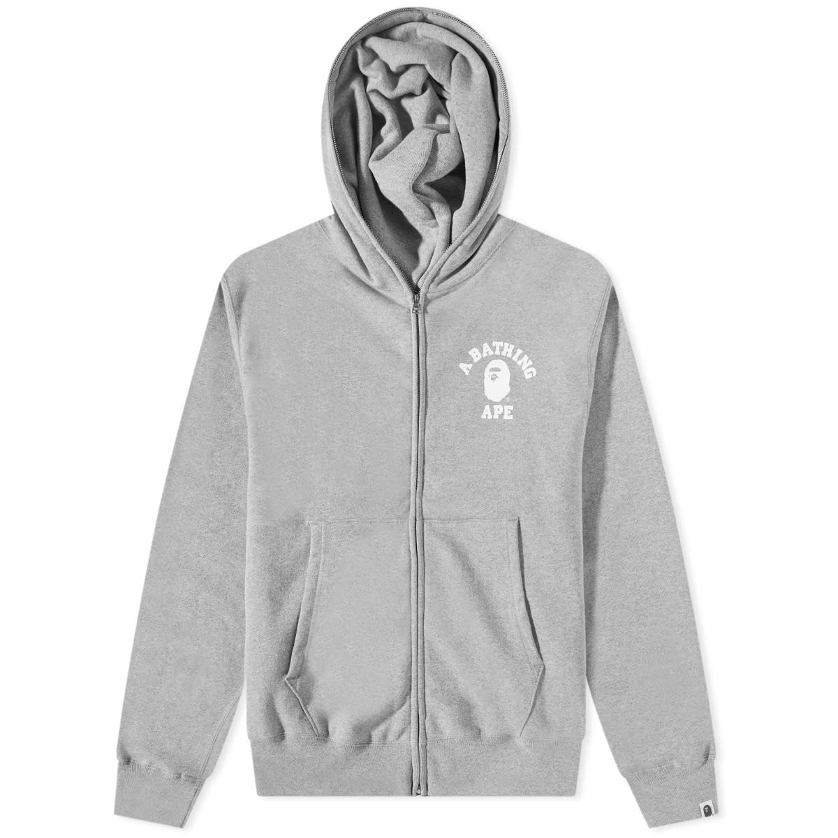 Sweatshirt BAPE College Relaxed Fit Full Zip Hoody Grey Grå | 001ZPJ301018M-GRY, 0