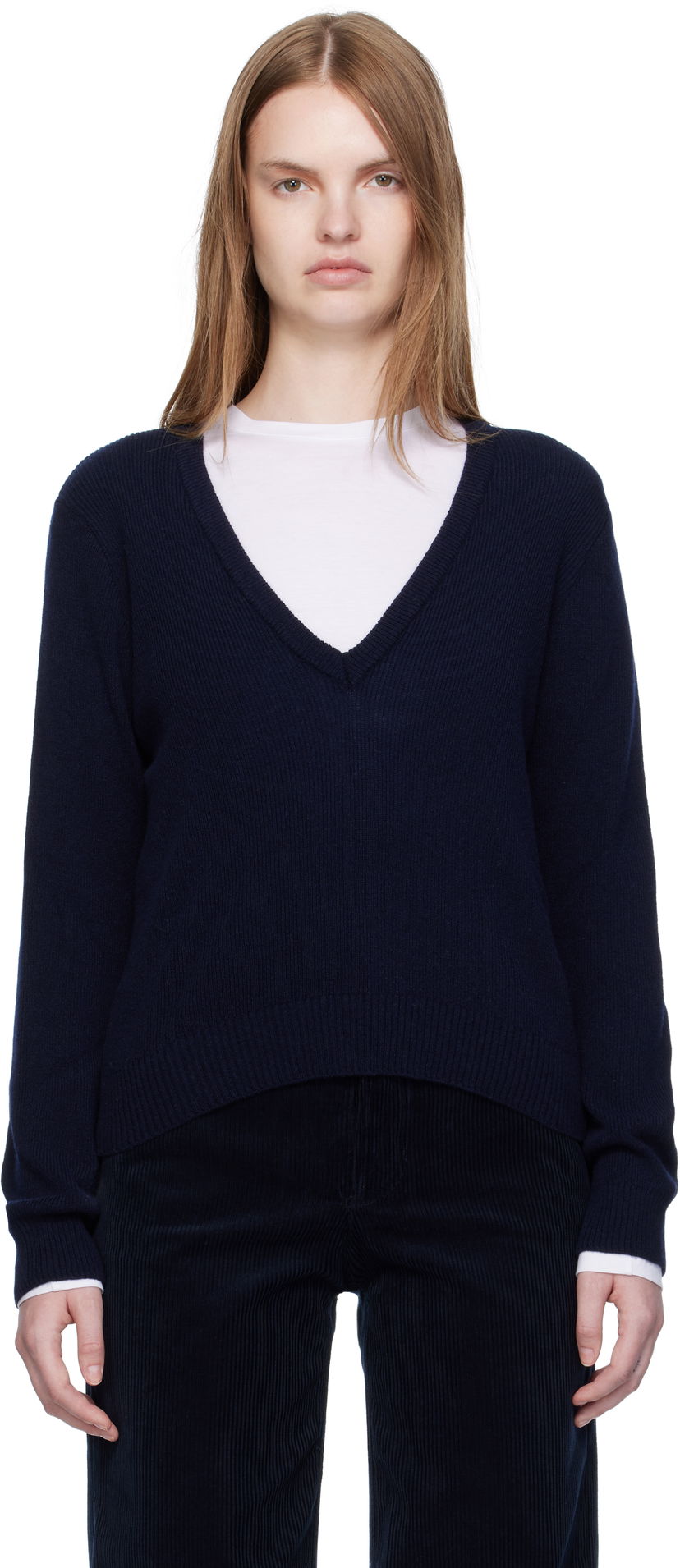 Sweater A.P.C. A.P.C. Anae V-Neck Sweater Mörkblå | WOASA-F23429