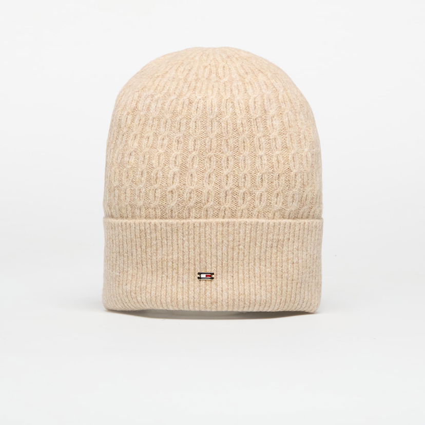 Mössa Tommy Hilfiger Tommy Hilfiger Cable Enamel Flag Beanie Beige | AW0AW17776 RBT