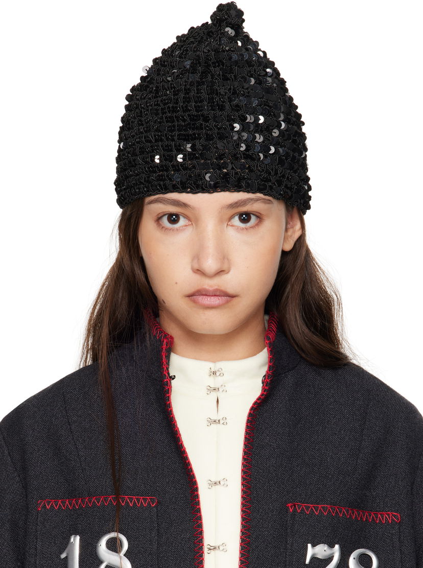 Mössa Bode Sequined Beanie Svart | MRF24KA012