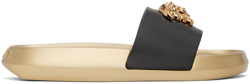 Kläder Versace Black & Gold 'La Medusa' Slides Beige | 1010643_DV46G, 0