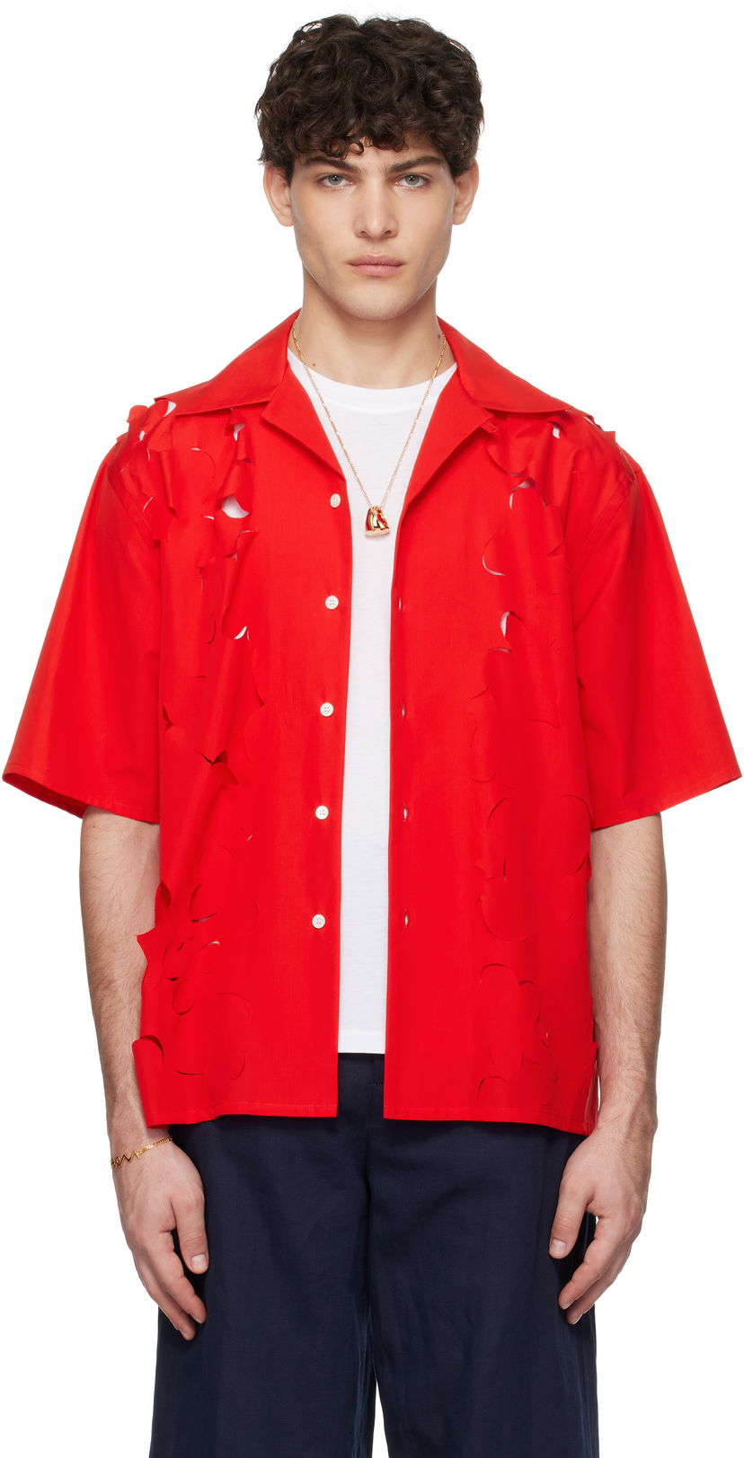 Skjorta Marni Marni Cut Out Bowling Shirt Röd | CUMU0342S0 USR013
