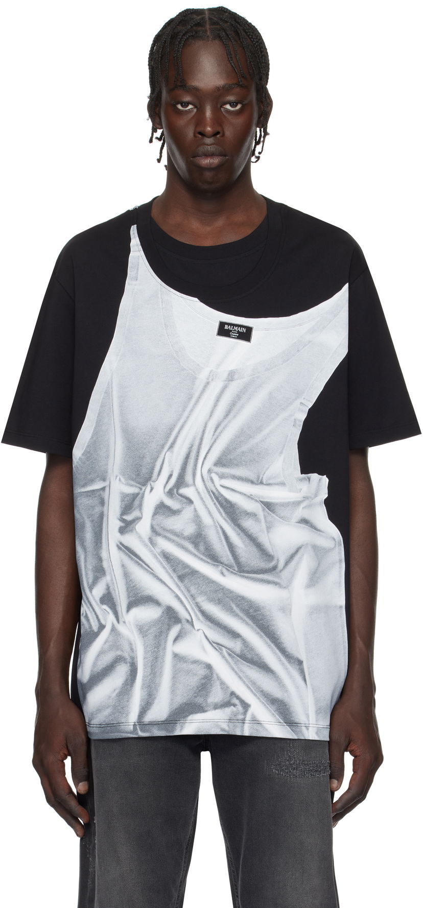T-shirt Balmain Tank Top Print T-Shirt Svart | EH1EG028GE37