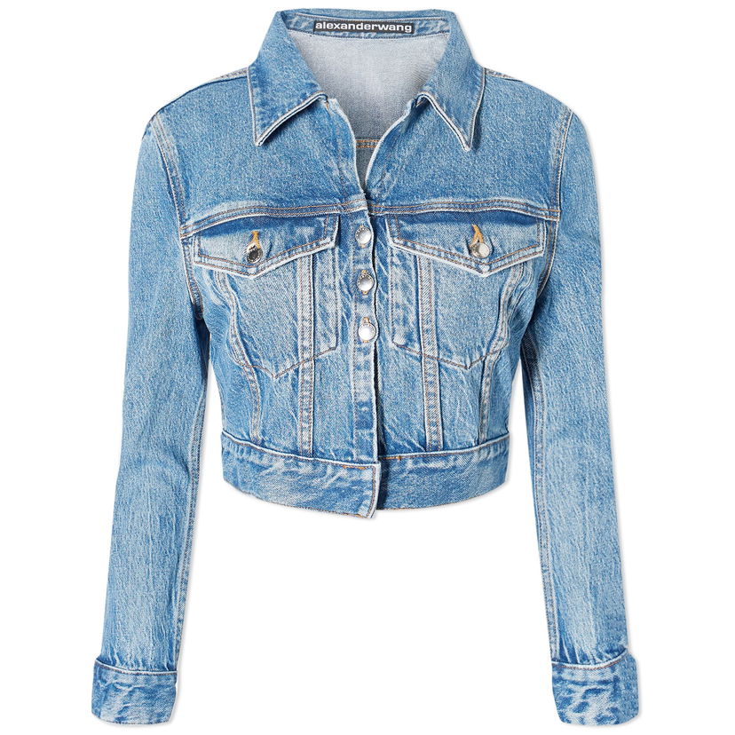 Jacka Alexander Wang Shrunken Cardi Trucker Denim Jacket Blå | 4DC1242212-482A