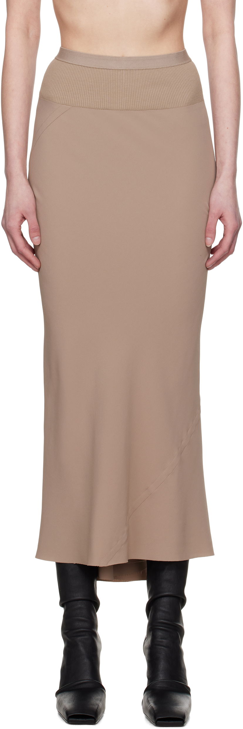 Kjol Rick Owens Rick Owens Hollywood Calf Bias Maxi Skirt Beige | RP01E7334 CC