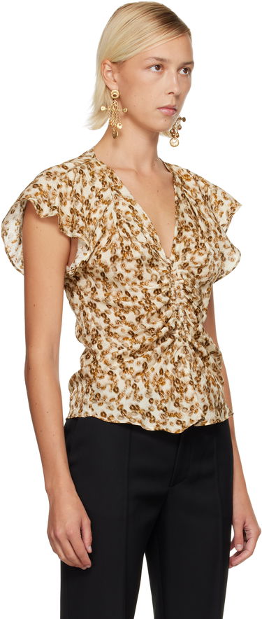 Skjorta ISABEL MARANT Lonea Ruched V-Neck Blouse Flerfärgad | HT0228FA-C3J10I, 1