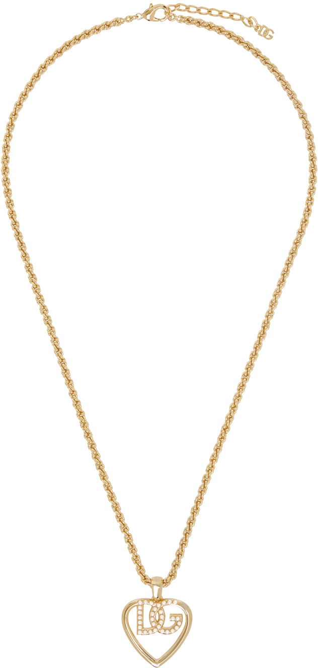 Halsband Dolce & Gabbana Dolce&Gabbana Heart 'DG' Pendant Necklace Metallisk | WNQ6L4 W1111