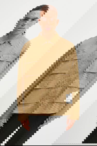 Skjorta Neighborhood NEIGHBORHOOD Utility Long Sleeve Shirt with Classic Collar, Regular Fit, Cotton Beige | 252AQNH.SHM04, 0