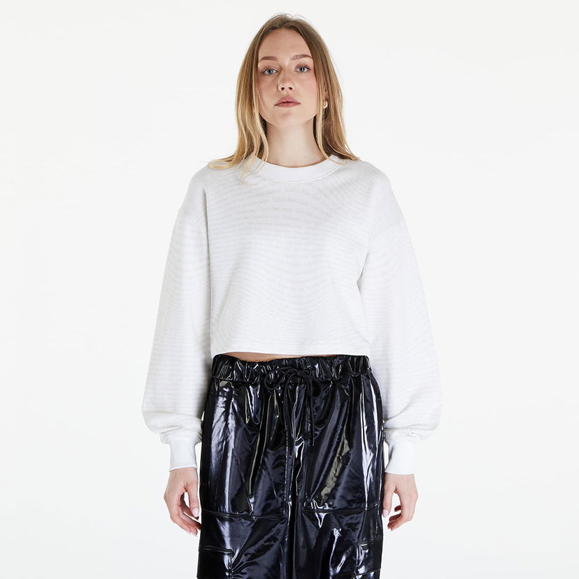 Sweatshirt CALVIN KLEIN Jeans Logo Short Crewneck Warp Logo White Vit | J20J223072 0K9