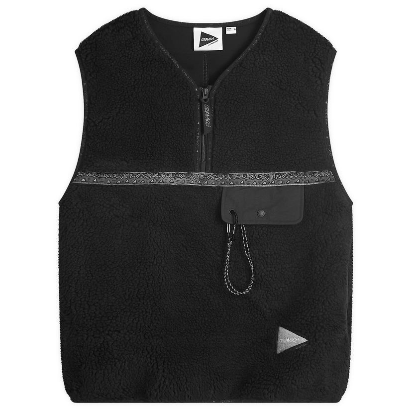 Väst GRAMICCI And Wander x Tape Fleece Vest Black Svart | GUJ4-F3006-M-BLK