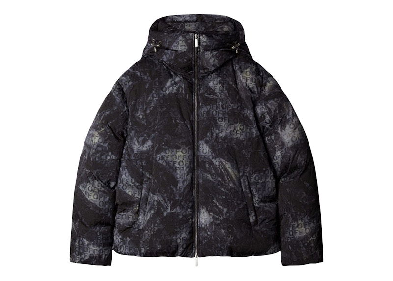 Pufferjacka Off-White Logo-Jacquard Puffer Jacket Svart | OMEJ003F23FAB0011000