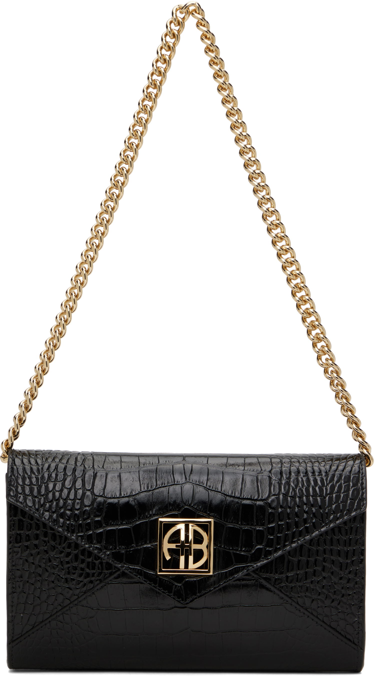 Plånbok Anine Bing ANINE BING Small Elly Croc-Embossed Clutch Bag Svart | A-13-10469-BLK1, 0