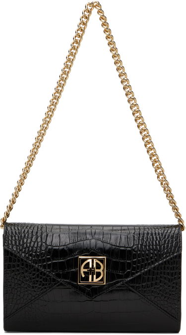 Plånbok Anine Bing ANINE BING Small Elly Croc-Embossed Clutch Bag Svart | A-13-10469-BLK1, 0