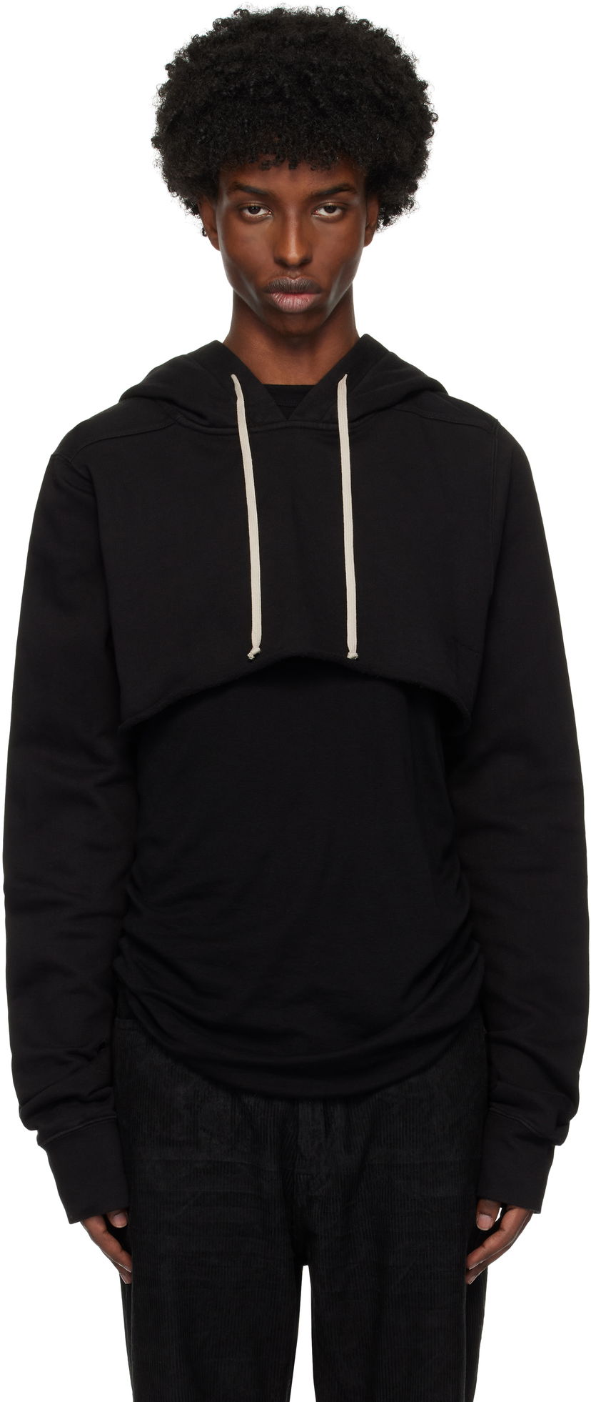 Sweatshirt Rick Owens Porterville Cropped Hoodie Svart | DU02D2257 FP