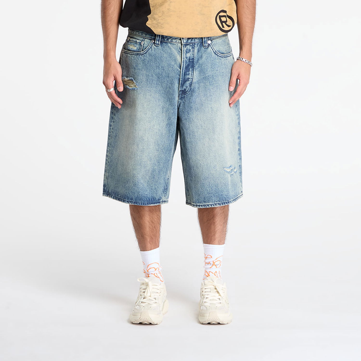 Shorts BAPE Sta Distressed Washed Relaxed Fit Denim Shorts Blå | 001DSL801302MLIG, 0