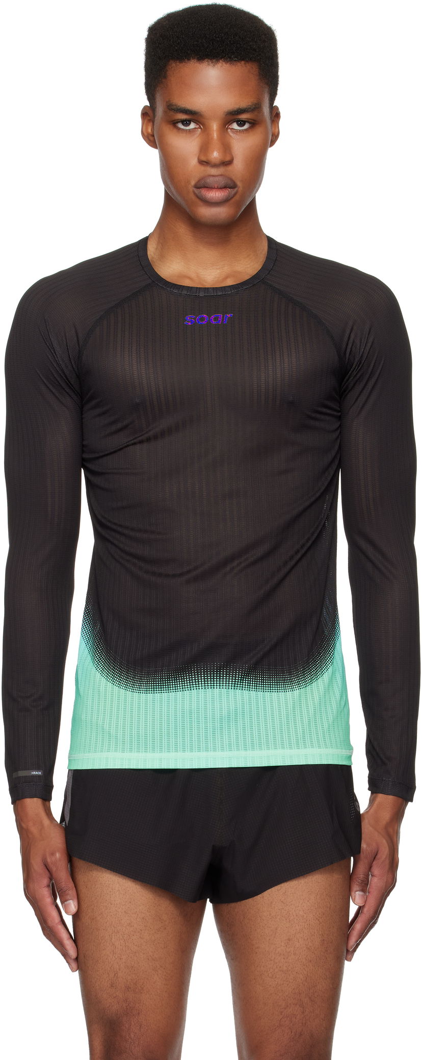 T-shirt Soar Running Soar Running Race Base Layer T-Shirt Svart | SBL2M-BLK/BLU