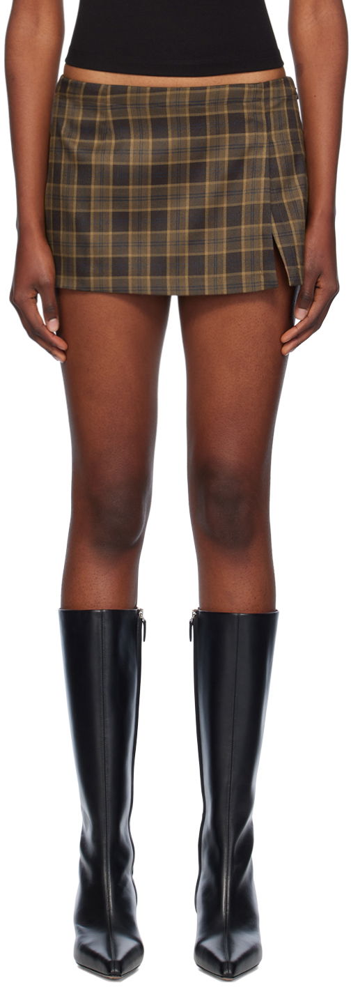 Kjol Miaou Miaou Micro Plaid Miniskirt Brun | 4012PLBPLB, 0