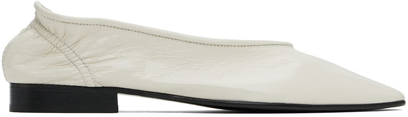 Sneakers och skor BY FAR BY FAR Carré Leather Ballerina Flats Vit | MWFHC055LL002WH020PL