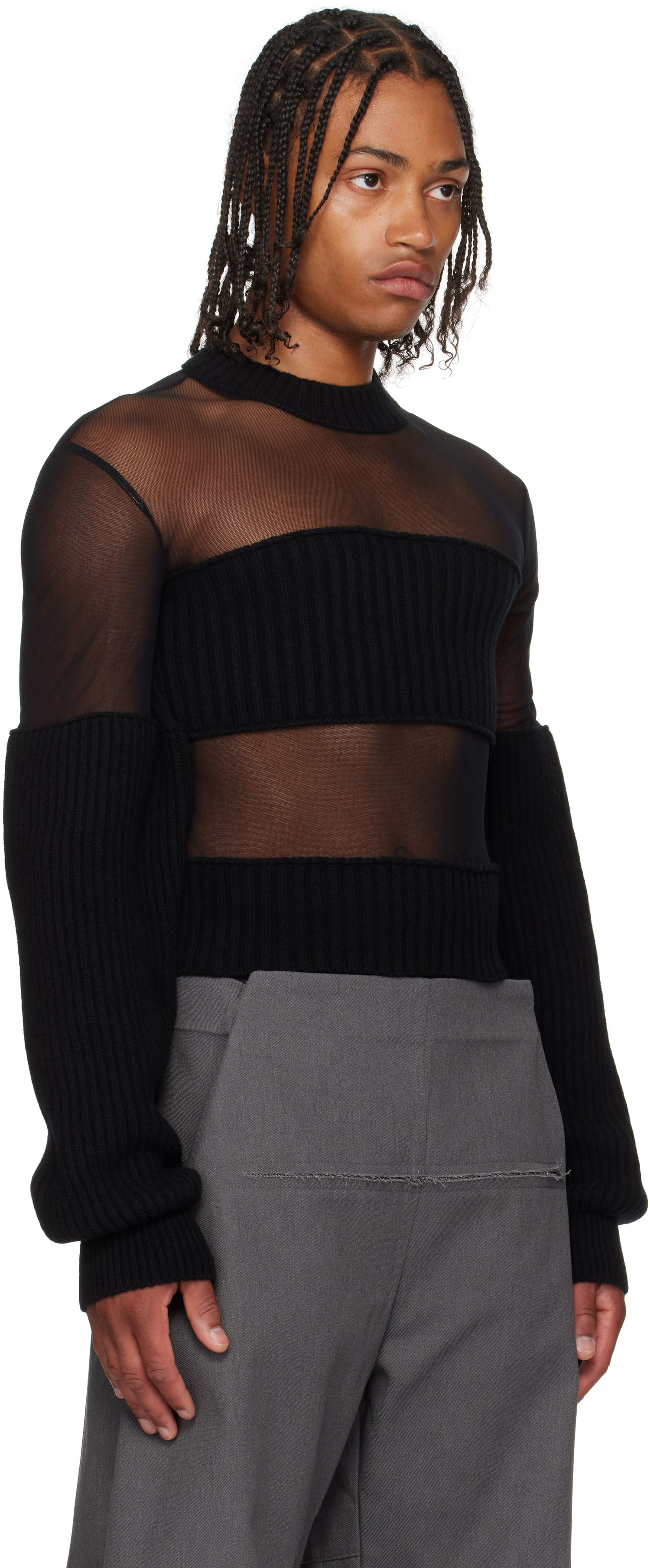 T-shirts och linne Jean Paul Gaultier Jean Paul Gaultier Mesh Cut Out Detail Top Svart | 25/03-W-PO016-K002-00, 1