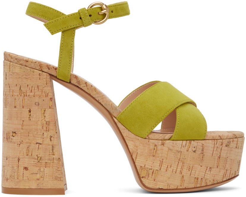 Sneakers och skor Gianvito Rossi Bebe Cork Platform Sandals Grön | G31522.70RIC.CSG
