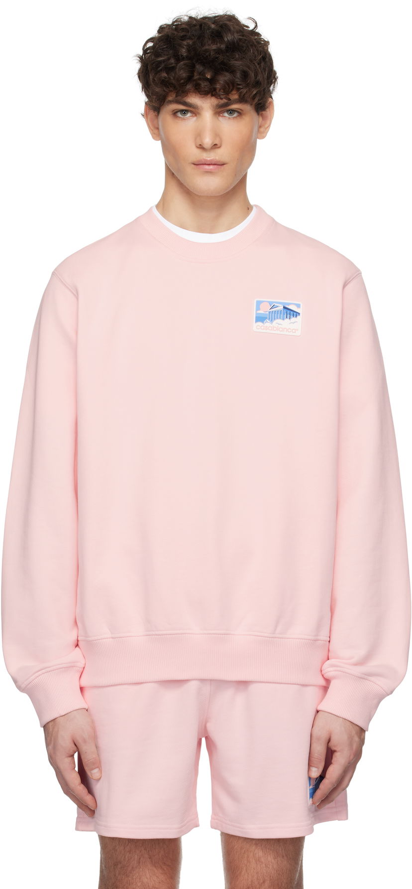 Sweatshirt Casablanca Temple Patch Classic Sweatshirt Rosa | MPS25-JTP-293-04