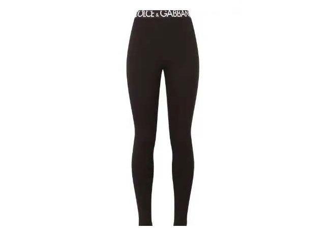 Byxor Dolce & Gabbana Stretch Fit Logo Waistband Pants Black Svart | FTB5TTFUEEY