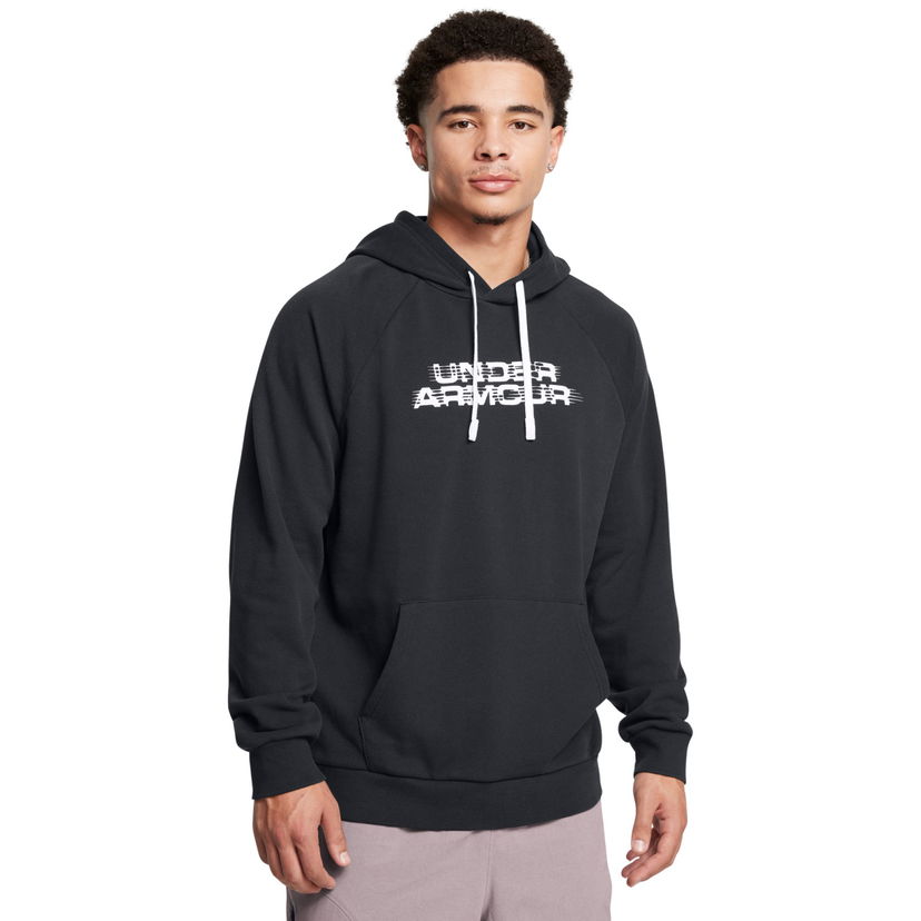 Sweatshirt Under Armour Rival Fleece Textured Glitch Hoodie Svart | 1389428-001