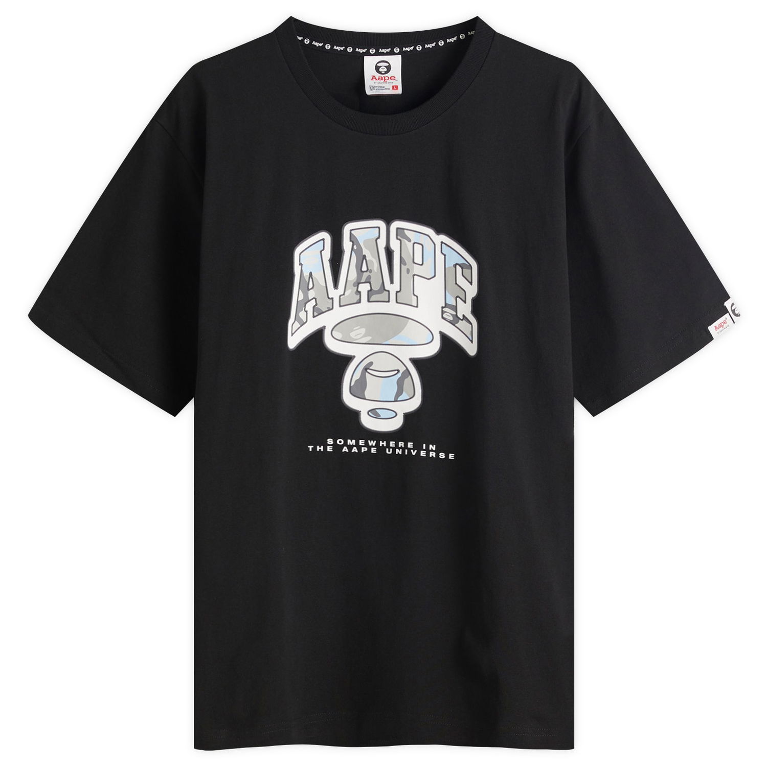 T-shirt AAPE by A Bathing Ape AAPE Graffiti Small Face BLE Camo T-Shirt, Size Large Svart | AAPTEM1650XX-BLK, 1
