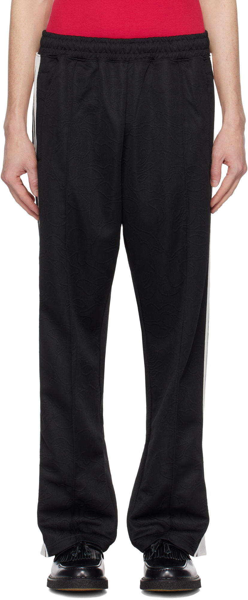 Träningsbyxor BAPE Line Camo Jacquard Loose Fit Sweatpants Svart | 001PTK801304M