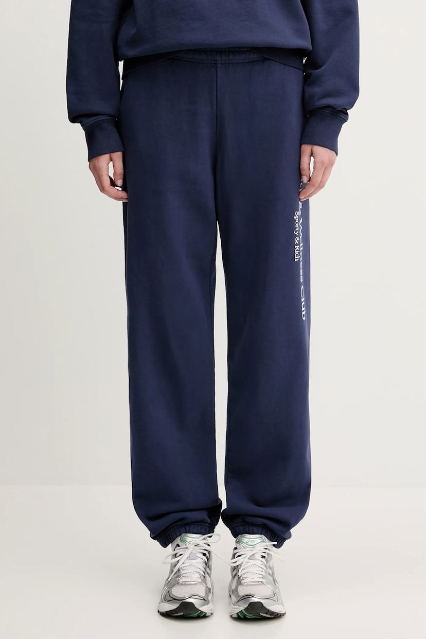 Träningsbyxor Sporty & Rich Sporty & Rich H&W Crest Printed Sweatpants Mörkblå | PA036612241BL106