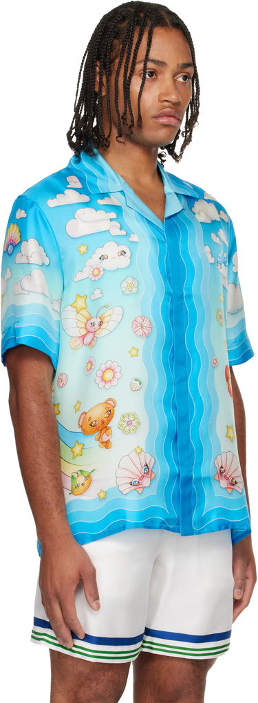 Skjorta Casablanca Cuban Collar Short Sleeve Shirt Blå | M-AW25-SH-003-04, 3