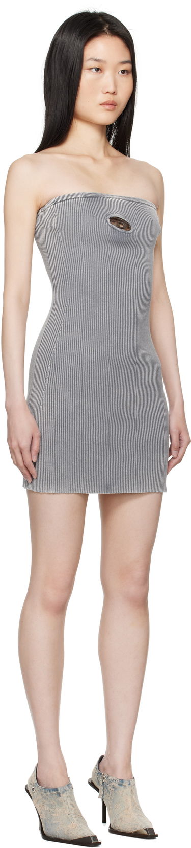 Klä Diesel Ribbed Cutout Mini Dress Grå | A16282 0DBDI, 1