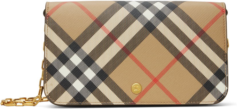 Axelväska Burberry Burberry Chain Strap Wallet Beige | 8095123