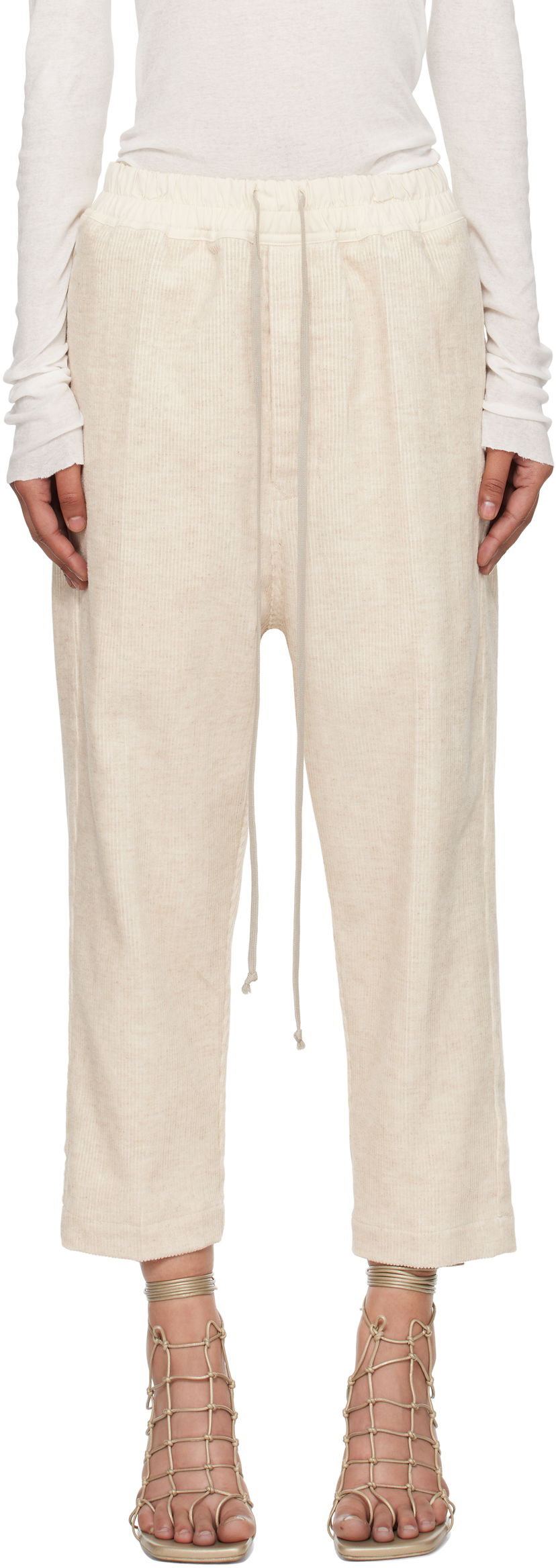 Byxor Rick Owens Rick Owens Concordians Drawstring Astaires Trousers Beige | RP02E4303 MLC