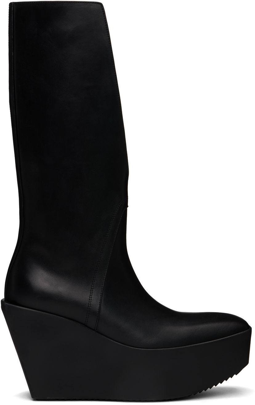 Kläder Rick Owens Rick Owens Hollywood Sliver Platform Winged Kowboys Tall Boots Svart | RU01E5854 LOO