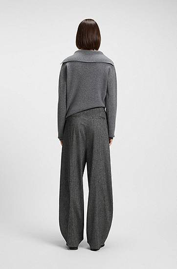 Byxor BOSS Oversized-fit Trousers with Structured Stretch Fabric Grå | 50548212, 1