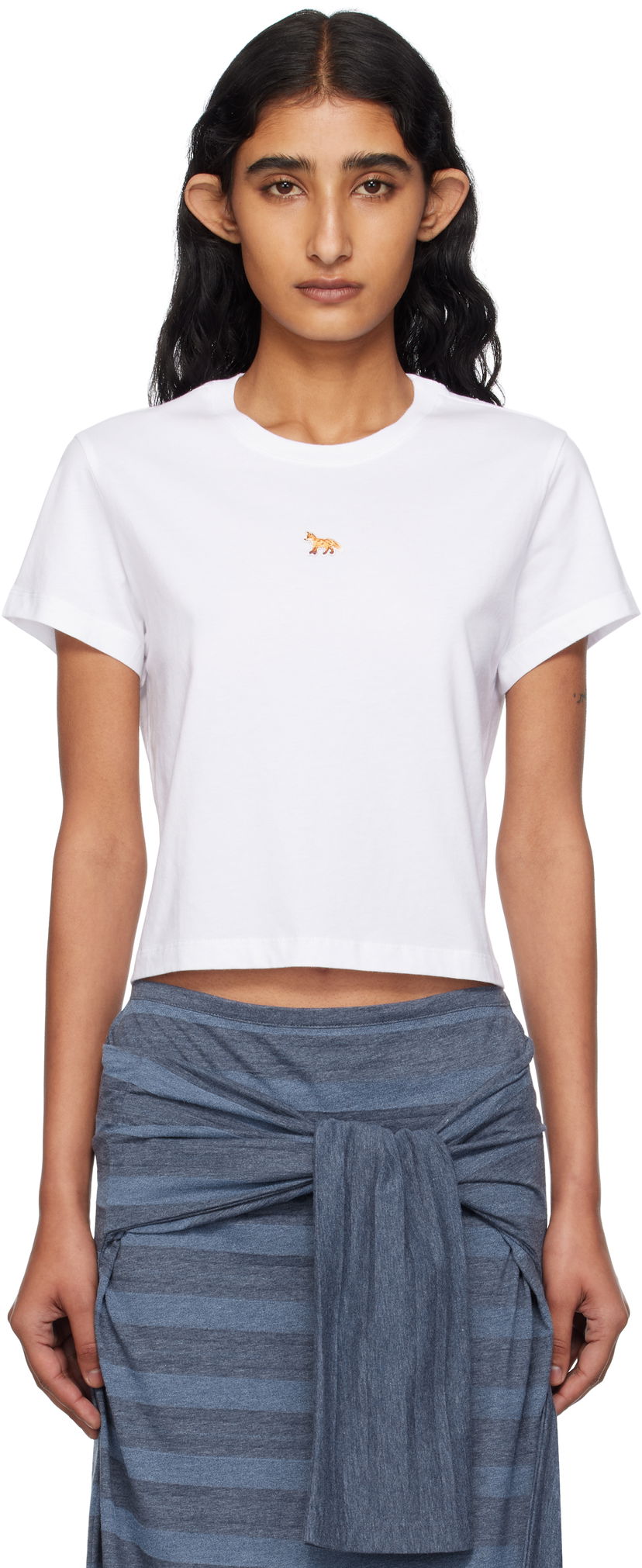 Crop top MAISON KITSUNÉ Maison Kitsuné Baby Fox Cropped T-Shirt Vit | PW00111KJ7026
